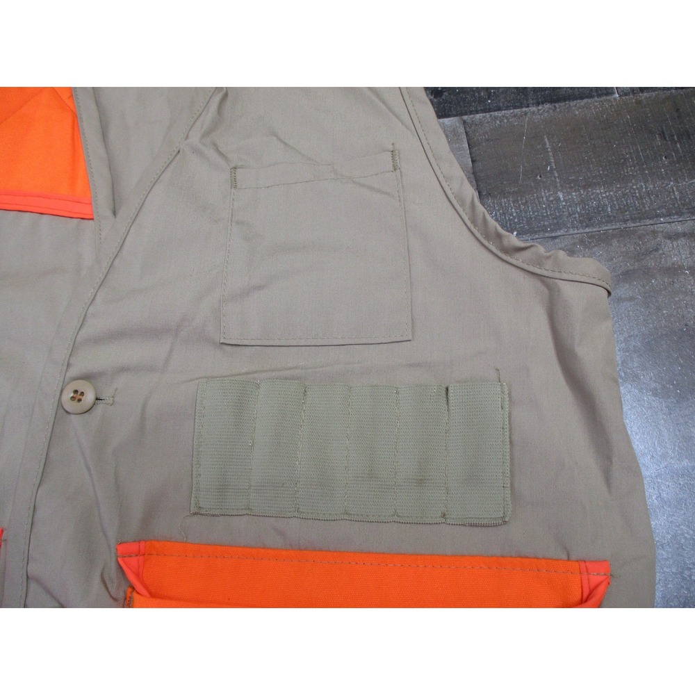 Vintage SafTbak Hunting Vest Large 42x44 Orange Tan USA Catfish Hunter Pockets - Picture 8 of 11